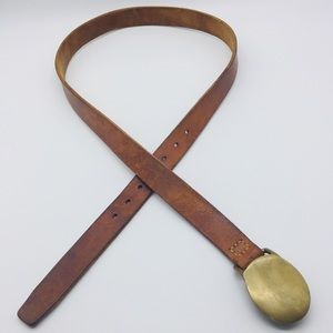 BOHO LEATHER BELT w/ SOLID BRASS BUCKLE || Brown